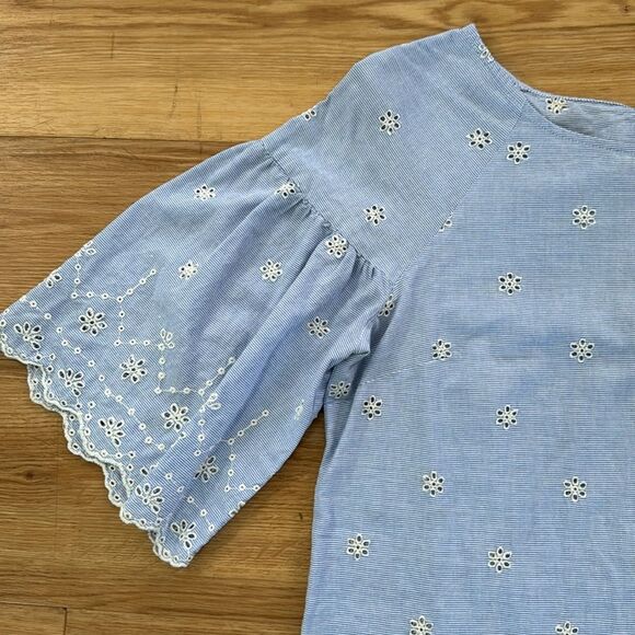 Sanctuary Viola Cotton Embroidered Eyelet Top Medium Blue and White - Picture 4 of 7
